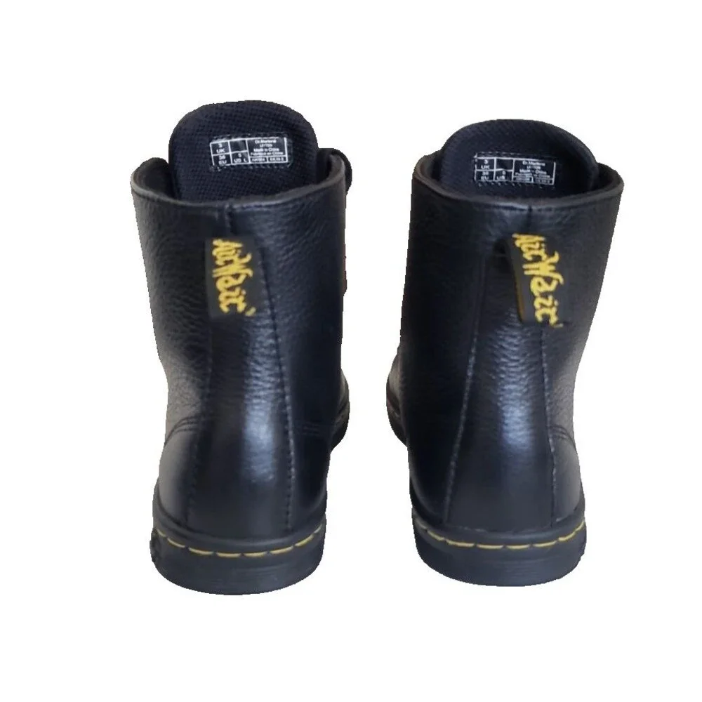 Dr. Martens Women's Leyton Ankle Boot Soft Black Leather Size 5 Air Wair 7 Eye